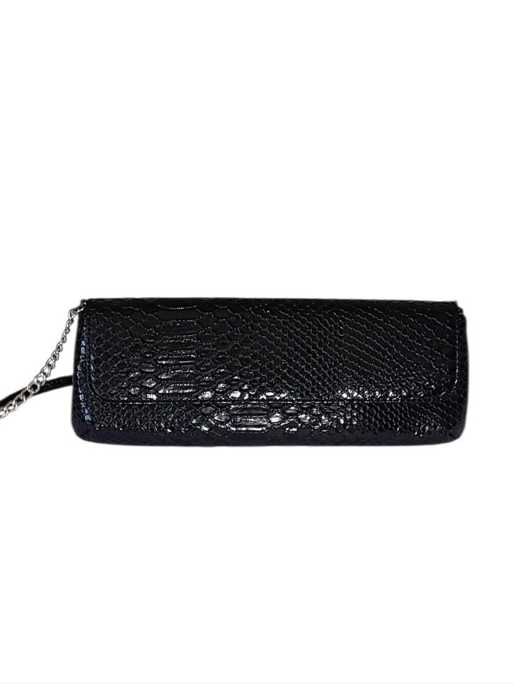 New Bonita Bags NY Black Faux Snakeskin Clutch / Shoulder Bag
